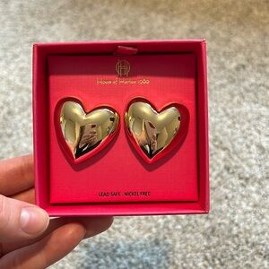 House of Harlow 1960 Gold Puff Heart Earrings
